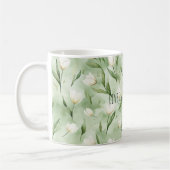 Grüne weiße Tulpenblumen Kaffeetasse (Links)