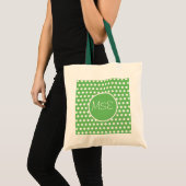 Grüne weiße Tupfen-Taschen Tragetasche (Vorderseite (Produkt))