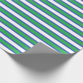 Grüne, weiße und blaue Streifen Geschenkpapier (Ecke)