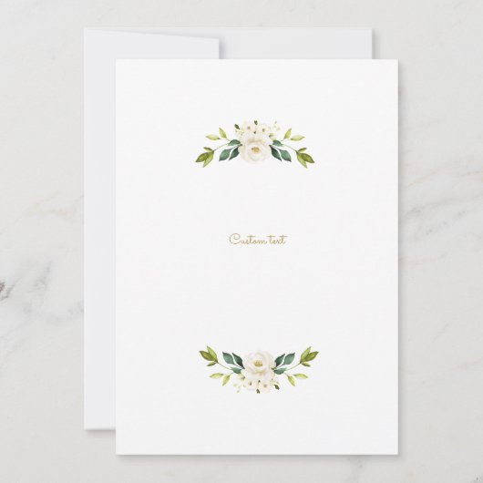 Grüne weiße und goldene Brautdusche Einladung (Rückseite)