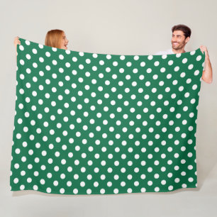 grüne, weiße und grüne Polka-Punkte Fleecedecke