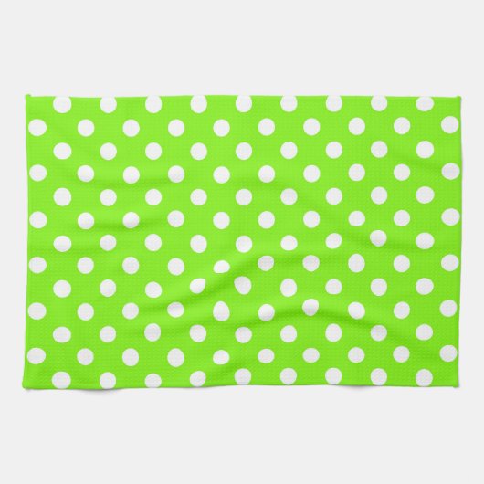 grüne, weiße und grüne Polka-Punkte Geschirrtuch (Horizontal)