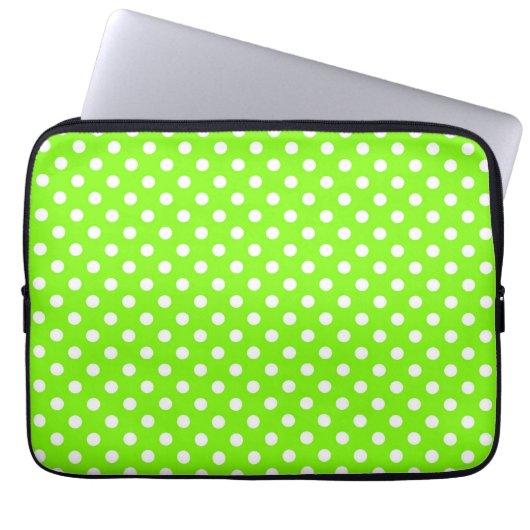 grüne, weiße und grüne Polka-Punkte Laptopschutzhülle (Vorderseite)