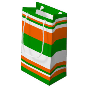 Grüne, weiße und orange Streifen Kleine Geschenktüte