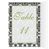 Grüne, weiße und schwarze Damast-Tischnummer-Karte (Innen (Links))