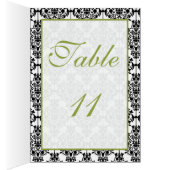 Grüne, weiße und schwarze Damast-Tischnummer-Karte (Innen (Rechts))