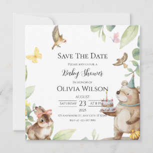 Grüne weiße Vogel-Baby-Party-Save-The-Date-Karte Save The Date