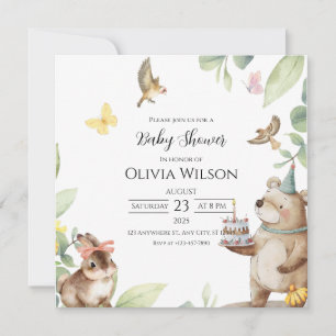 Grüne weiße Vögel Baby Shower Einladungskarte
