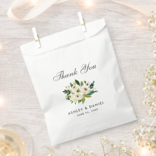 Grüne weiße Wasserfarben Blumenzehen Vielen Dank Geschenktütchen