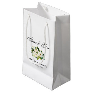 Grüne weiße Wasserfarben Blumenzehen Vielen Dank Kleine Geschenktüte