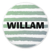 Grüne, weiße Wasserfarben Streifen Keramikknauf (Vorderseite)