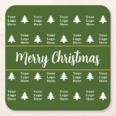 Grüne weiße Weihnachtsbaumen für Ihr Logo Rechteckiger Pappuntersetzer (Vorderseite)