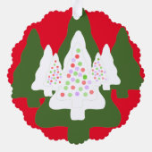 Grüne, weiße Weihnachtsbaumen Ornament Karte (Rückseite)