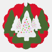 Grüne, weiße Weihnachtsbaumen Ornament Karte (Vorderseite)