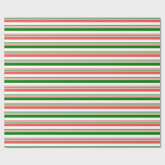 Grüne, weiße, weiße Weihnachtsstreifen Inspiriert Geschenkpapier (Flach)