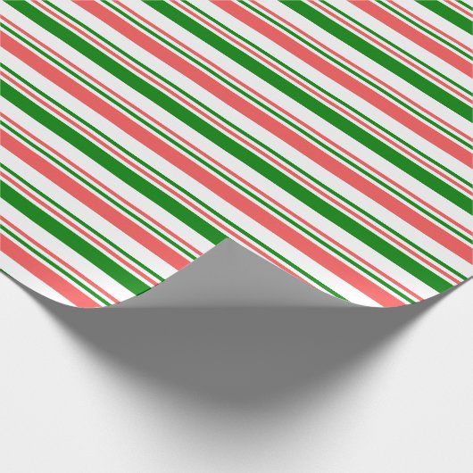 Grüne, weiße, weiße Weihnachtsstreifen Inspiriert Geschenkpapier (Ecke)