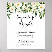 Grüne Weißer Herbst Blumen Signature Drinks Zeiche Poster (Vorne)