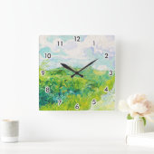 Grüne Weizenfelder, Van Gogh Quadratische Wanduhr (Zuhause)
