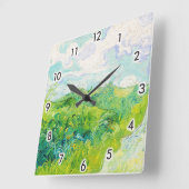 Grüne Weizenfelder, Van Gogh Quadratische Wanduhr (Winkel)