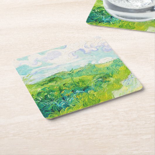 Grüne Weizenfelder, Van Gogh Rechteckiger Pappuntersetzer (angewinkelt)