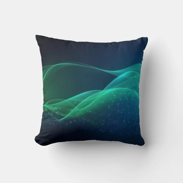 Grüne Wellenlinien mit Punkten Kissen (Vorderseite)