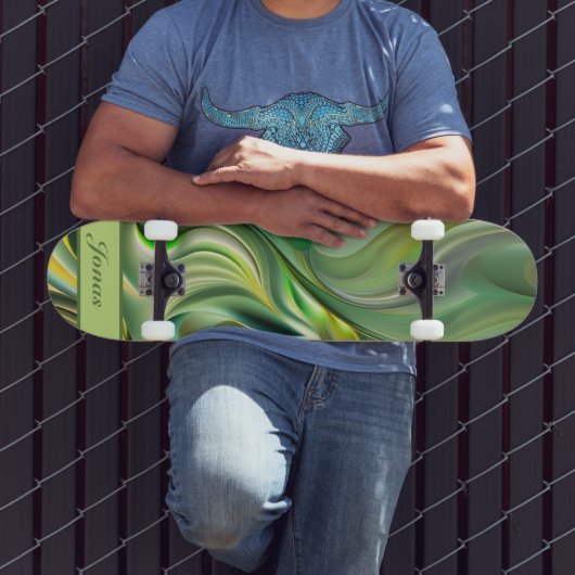 grüne Wellenmuster abstrakt Skateboard (Außenbereich 3)
