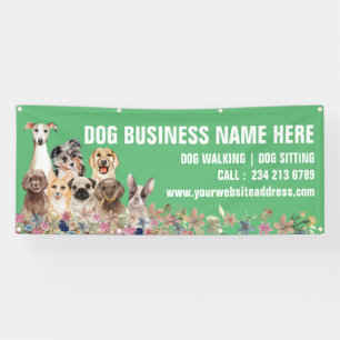 Grüne Welpen Blütenbotanischer Hund wachsen Banner