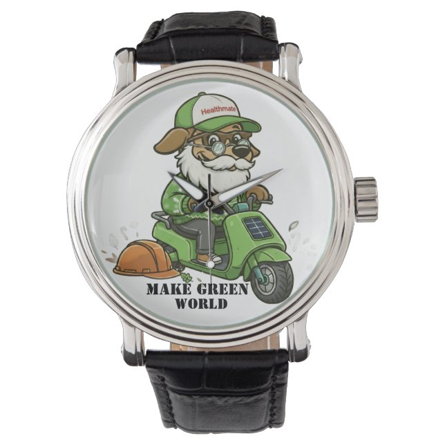 Grüne Welt schaffen Armbanduhr (Vorderseite)