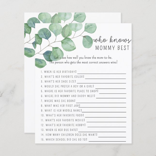 Grüne - Wer kennt das beste Spiel der Mommy (Vorne/Hinten)