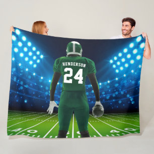 Grüne Weste personalisierter Fußballspieler Fleecedecke