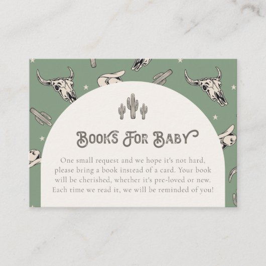 Grüne Western-Bücher für Babykarten Begleitkarte (Vorderseite)