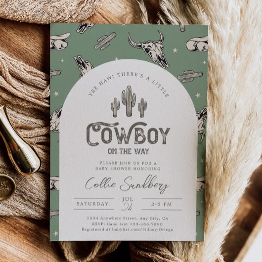 Grüne Western Kinderdusche Einladung