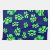 Grüne Whimsical Blume - Debatten über den blauen H Geschirrtuch (Horizontal)