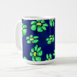 Grüne Whimsical Blume - Debatten über den blauen H Kaffeetasse