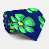 Grüne Whimsical Blume - Debatten über den blauen H Krawatte (Gerollt)