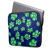 Grüne Whimsical Blume - Debatten über den blauen H Laptopschutzhülle (Vorderseite Links)