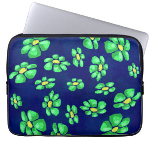 Grüne Whimsical Blume - Debatten über den blauen H Laptopschutzhülle