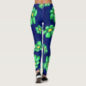 Grüne Whimsical Blume - Debatten über den blauen H Leggings (Rückseite)