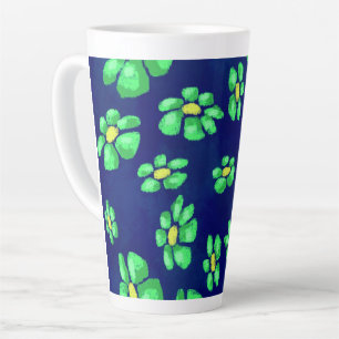 Grüne Whimsical Blume - Debatten über den blauen H Milchtasse