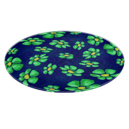 Grüne Whimsical Blume - Debatten über den blauen H Schneidebrett