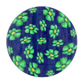 Grüne Whimsical Blume - Debatten über den blauen H Schneidebrett (Vorderseite)