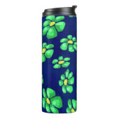 Grüne Whimsical Blume - Debatten über den blauen H Thermosbecher (Nach links gedreht)