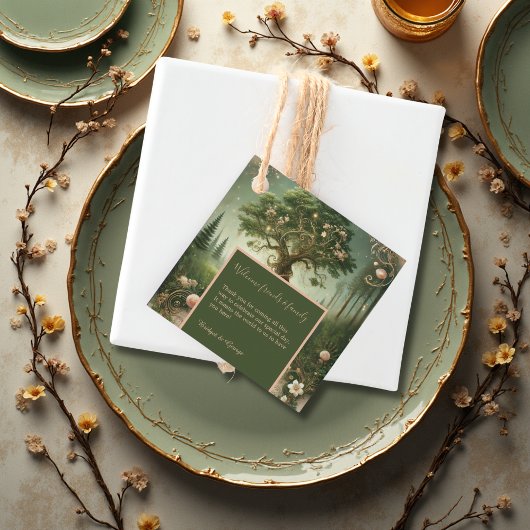 grüne Whimsical Mittelalterwaldhochzeit Geschenkanhänger