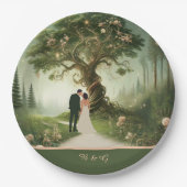 grüne Whimsical Mittelalterwaldhochzeit Pappteller (Vorderseite)