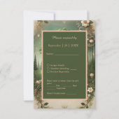 grüne Whimsical Mittelalterwaldhochzeit RSVP Karte (Vorderseite)