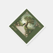 grüne Whimsical Mittelalterwaldhochzeit Serviette (Ecke)
