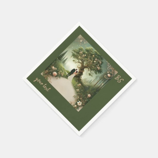 grüne Whimsical Mittelalterwaldhochzeit Serviette (Ecke)