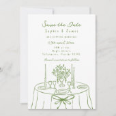 Grüne Whimsikale handGezeichnet trendy Wedding Einladung (Vorderseite)