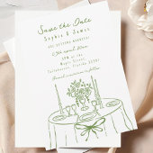 Grüne Whimsikale handGezeichnet trendy Wedding Einladung