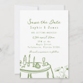 Grüne Whimsikale handGezeichnet trendy Wedding Einladung (Vorderseite)